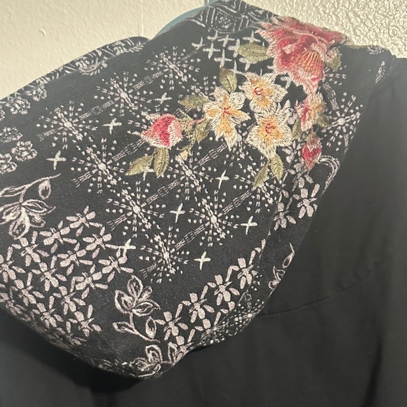 Johnny Was Black Floral & Bandana Patch Zip Hoodie - Picture 12 of 16